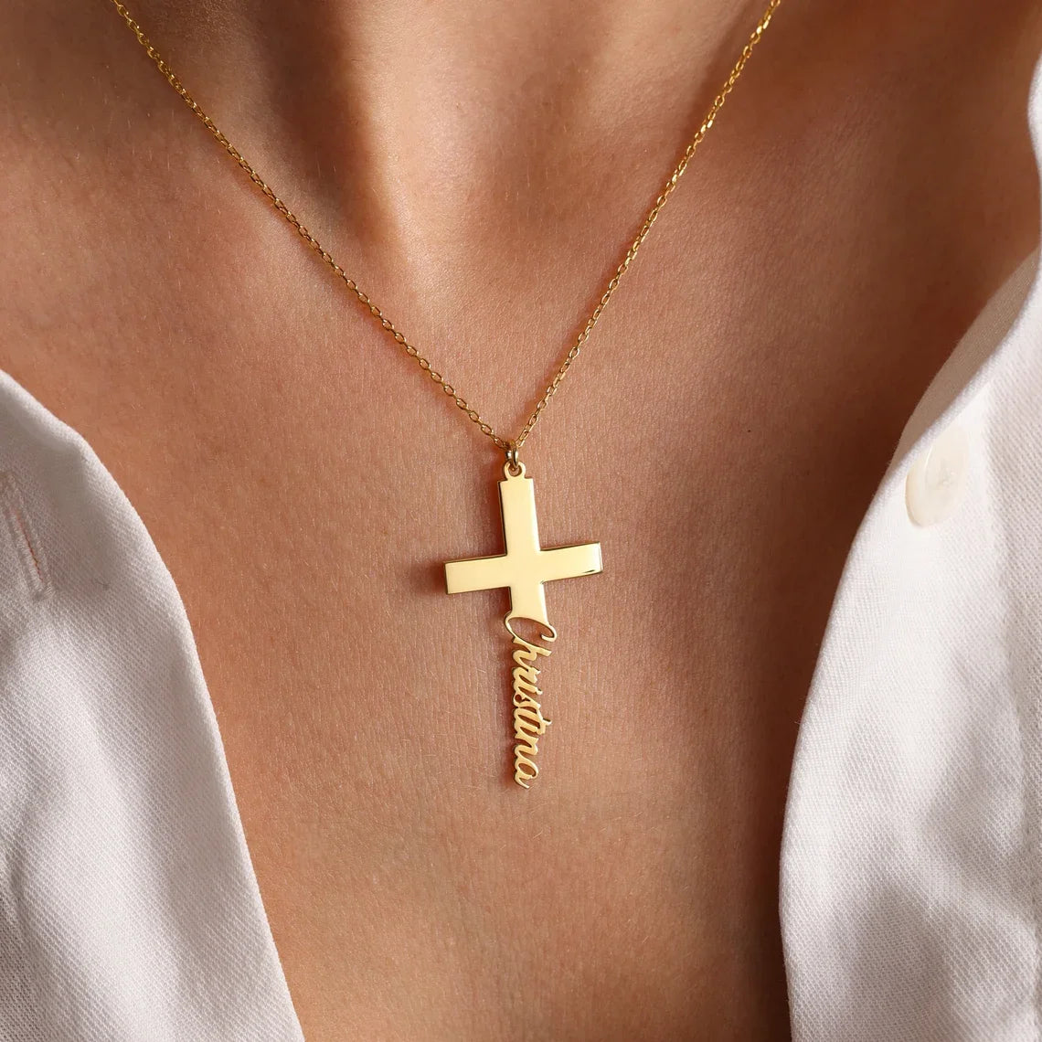 Personalised necklace with cross