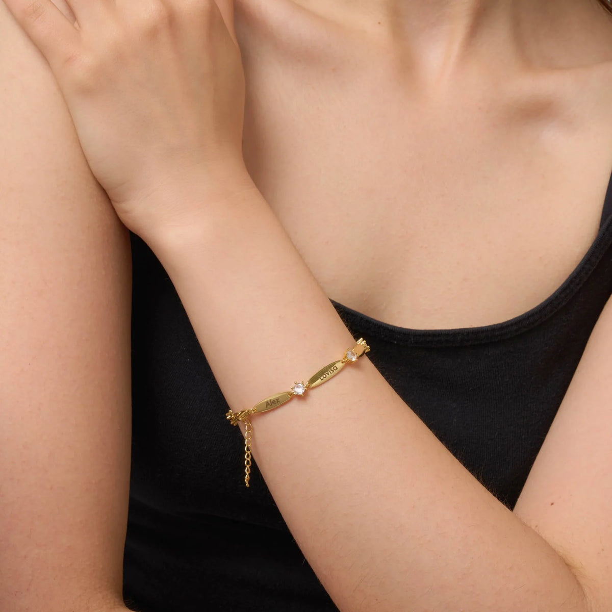 Personalised Bar and Crystal Bracelet