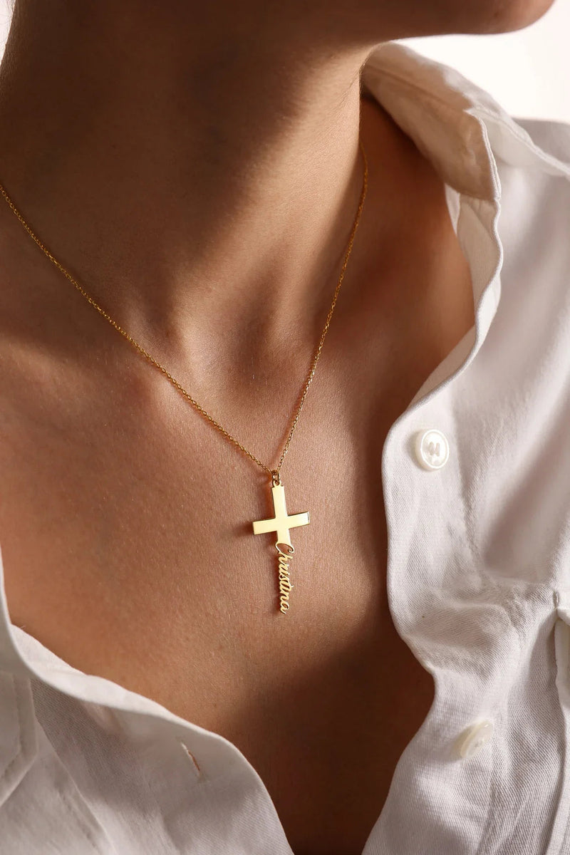 Personalised necklace with cross