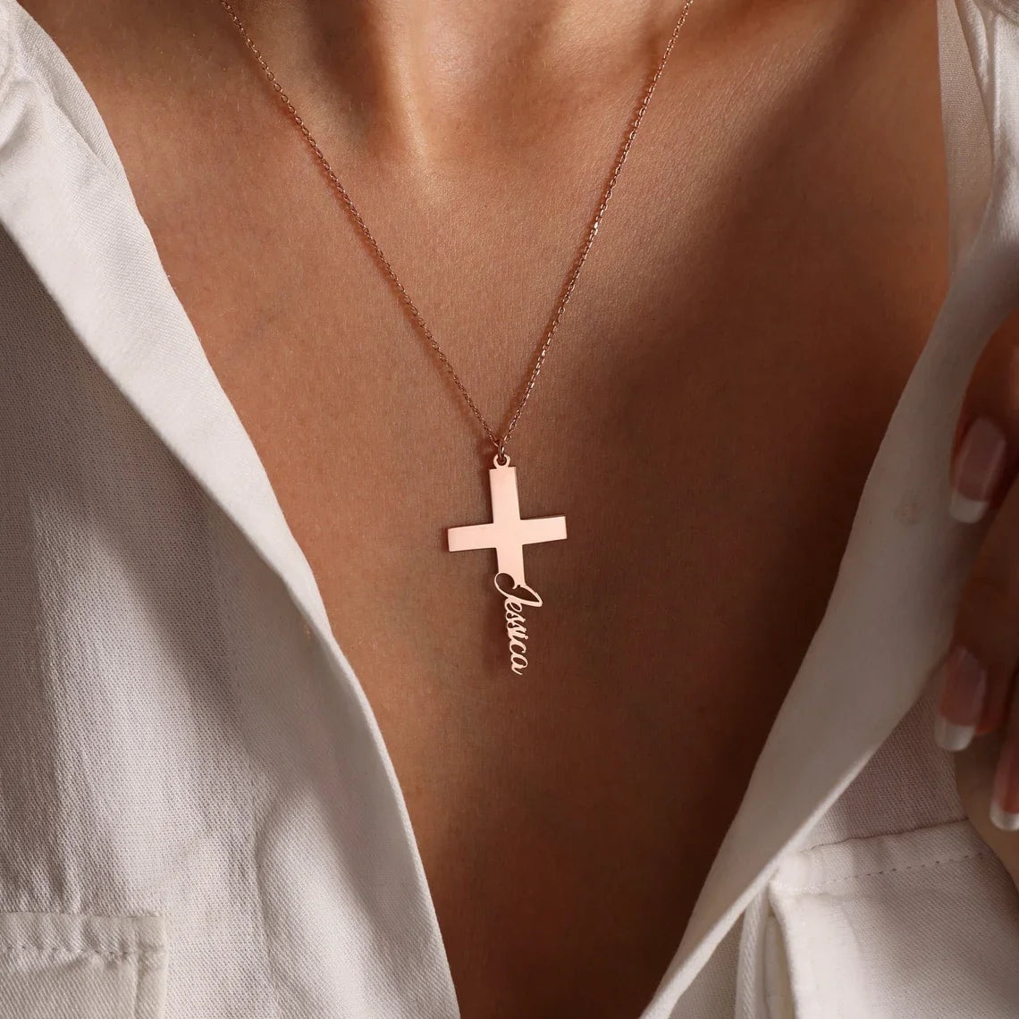 Personalised necklace with cross