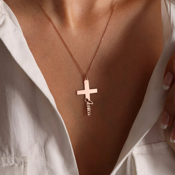 Personalised necklace with cross