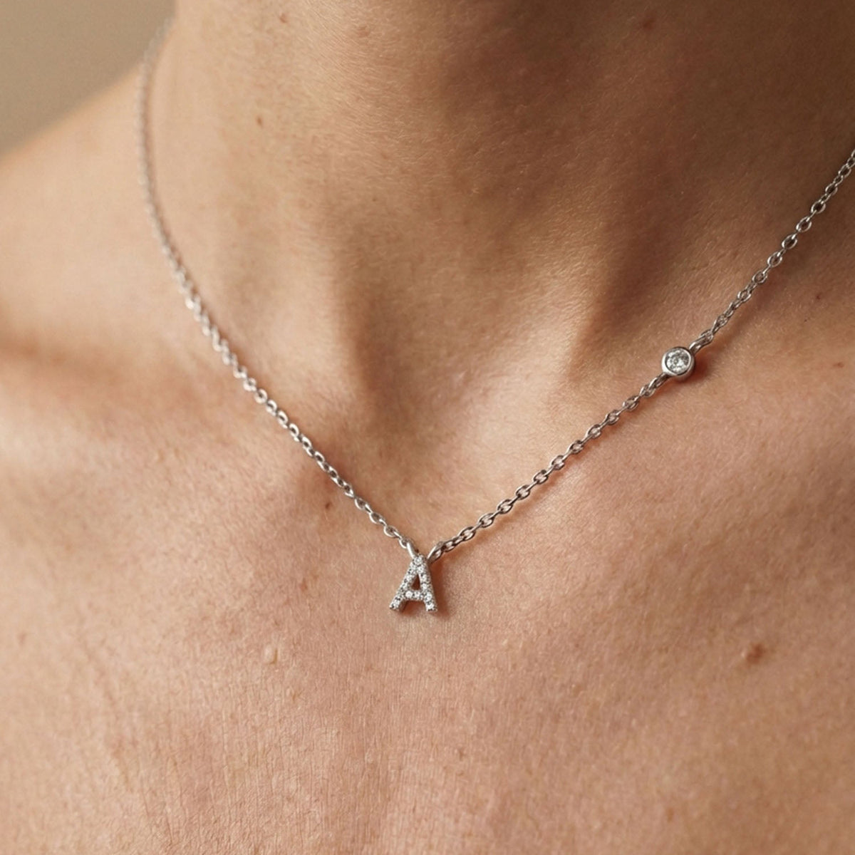 Adora - Personalised necklace with initial and cubic zirconia