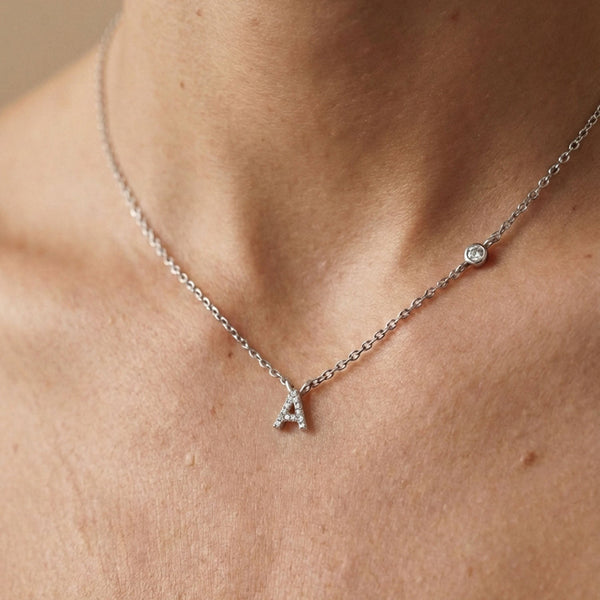 Adora - Personalised necklace with initial and cubic zirconia