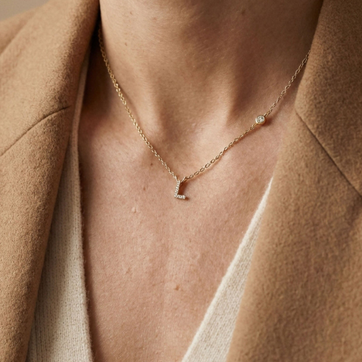 Adora - Personalised necklace with initial and cubic zirconia