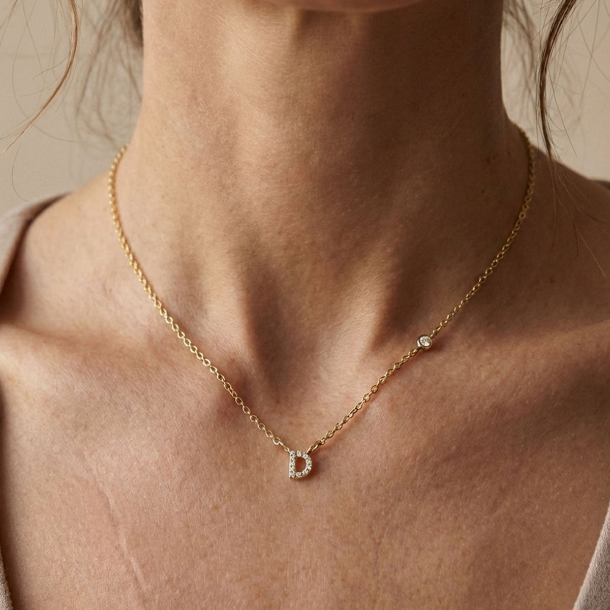 Adora - Personalised necklace with initial and cubic zirconia