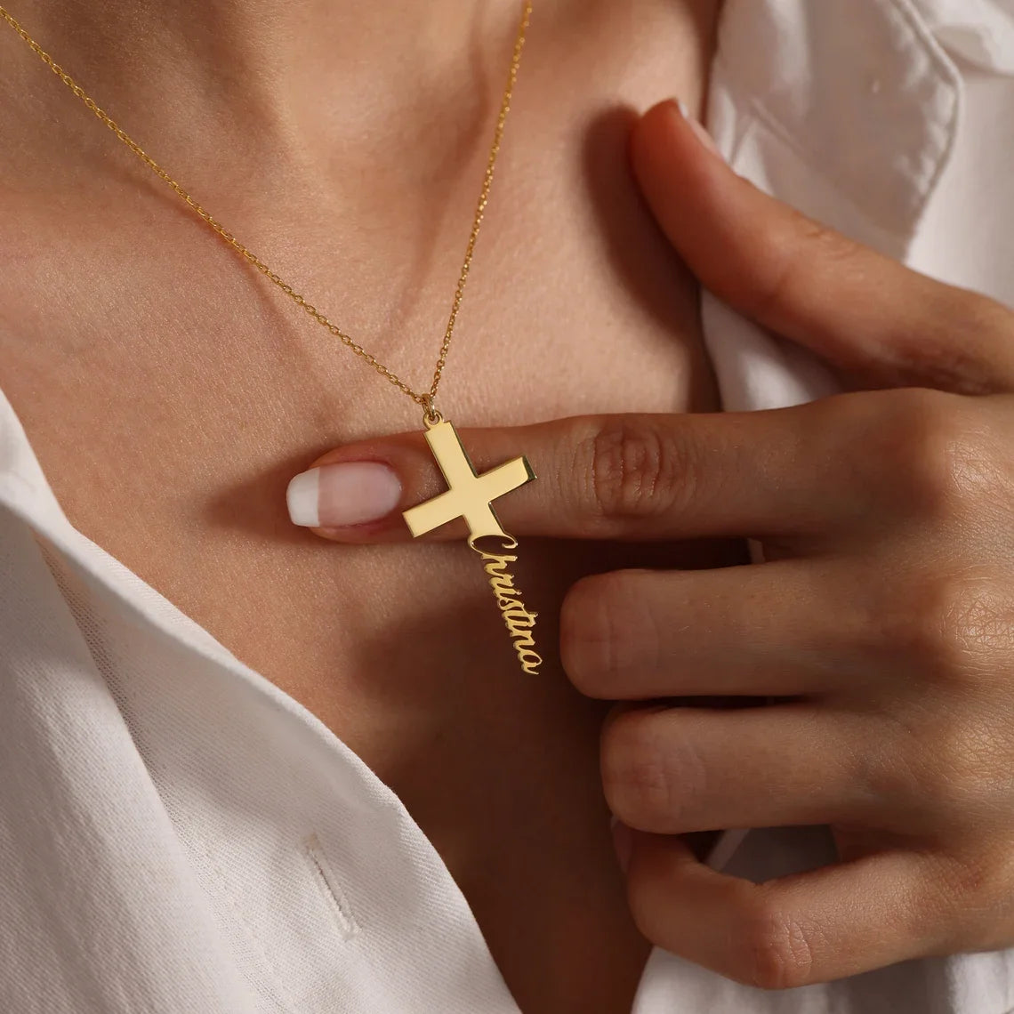 Personalised necklace with cross