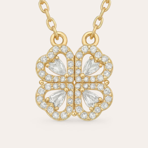 Clover love necklace - lucky clover with heart pendant