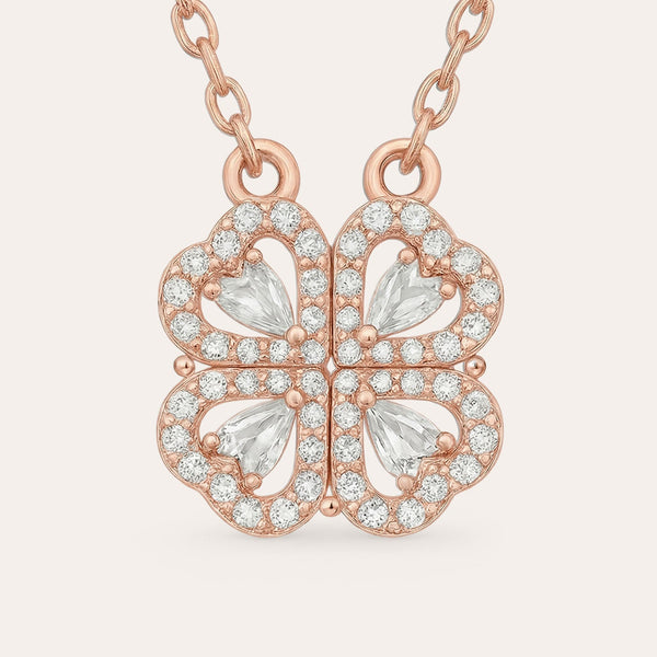 Clover love necklace - lucky clover with heart pendant