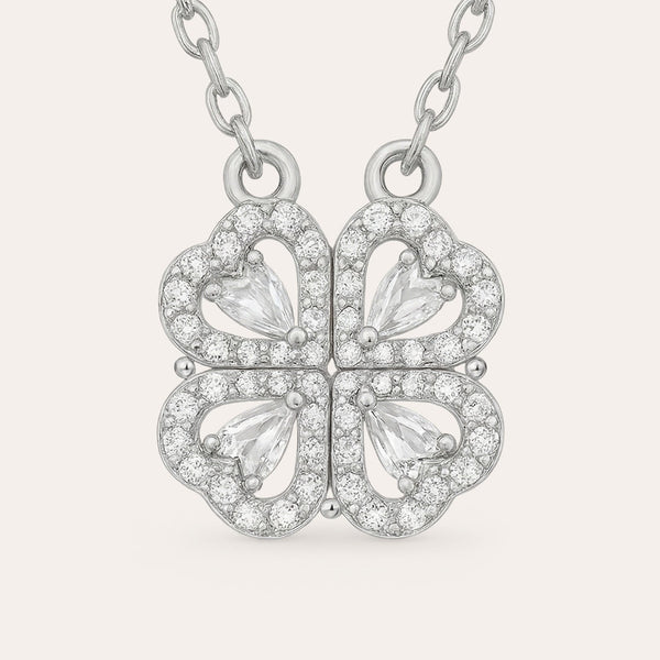 Clover love necklace - lucky clover with heart pendant