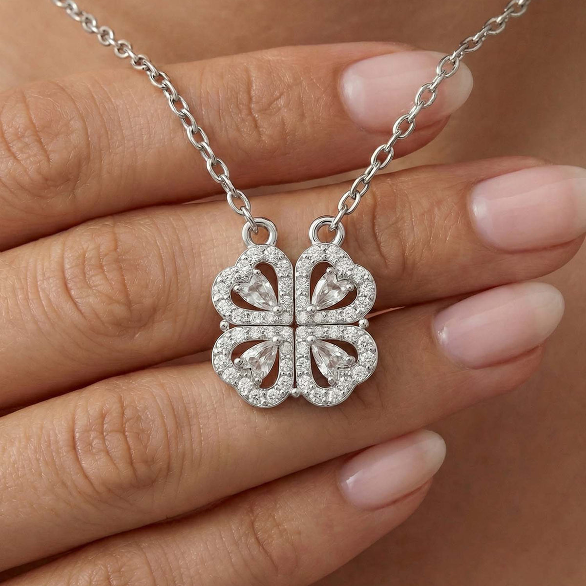 Clover love necklace - lucky clover with heart pendant