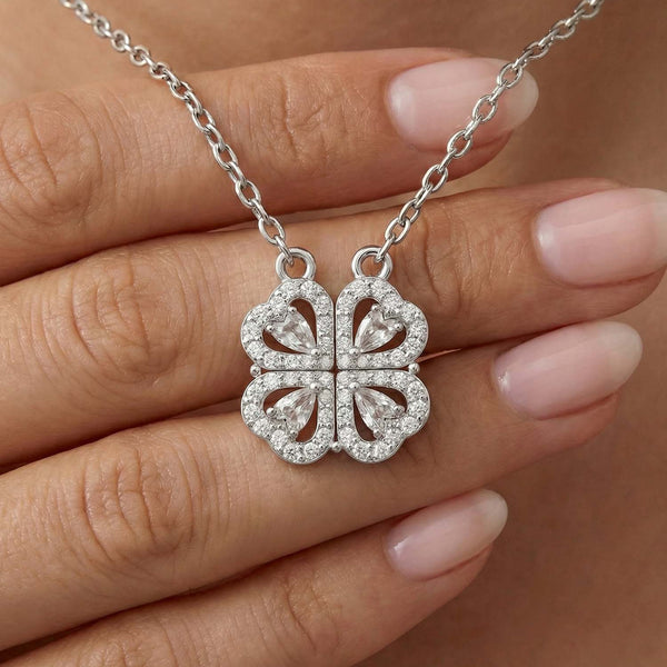 Clover love necklace - lucky clover with heart pendant