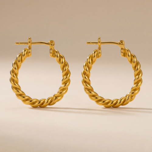 Serena Earrings - The Golden Twist Hoops