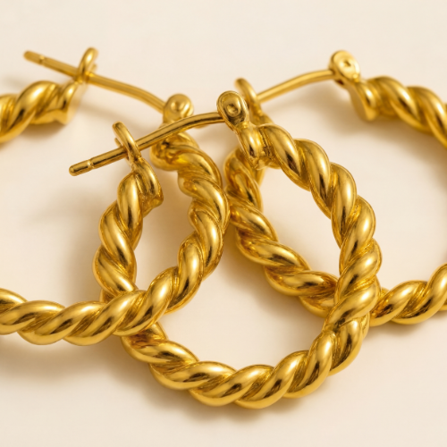 Serena Earrings - The Golden Twist Hoops