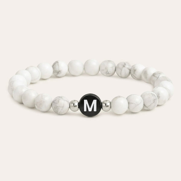 Pearl – Partner bracelet with natural stone beads & initial