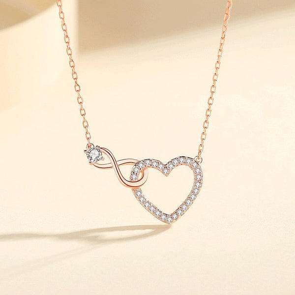 Necklace adorned with a heart and an infinity symbol