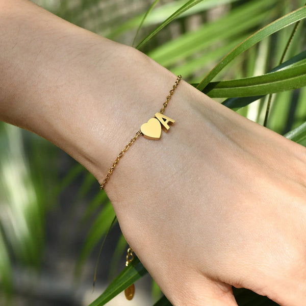 Charmia - Bracelet with heart and letter
