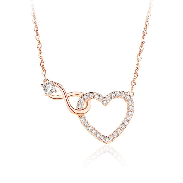Necklace adorned with a heart and an infinity symbol