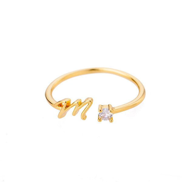 Valentia – Ring with letter and sparkling cubic zirconia