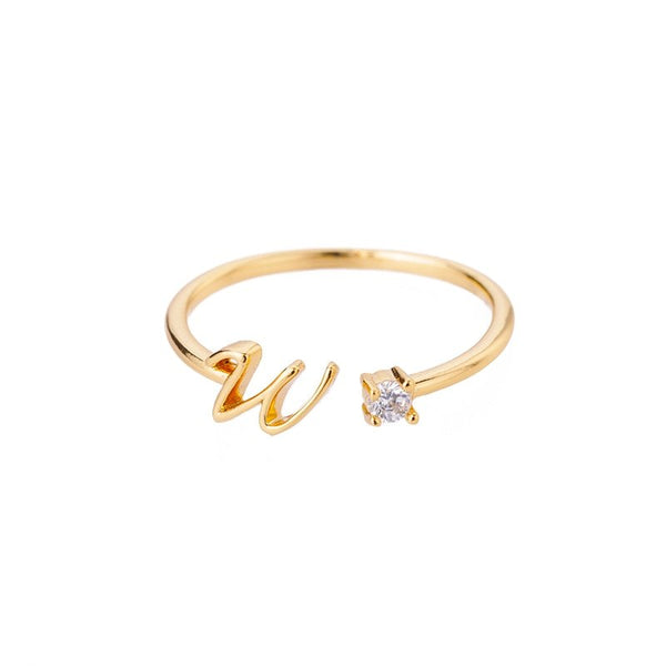 Valentia – Ring with letter and sparkling cubic zirconia