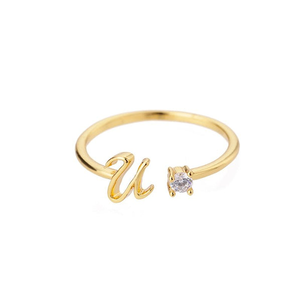 Valentia – Ring with letter and sparkling cubic zirconia